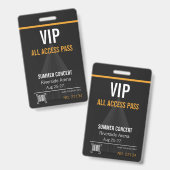 Badge de concert VIP avec accès total et code QR (Avant & arrière)