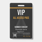 Badge de concert VIP avec accès total et code QR (Arrière)