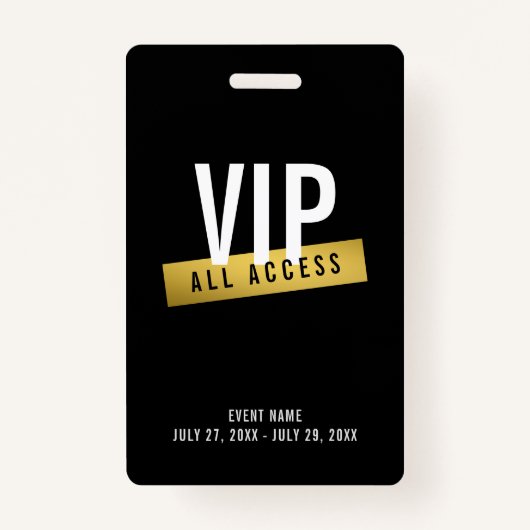 Badge de concert VIP Gold All Access (Devant)