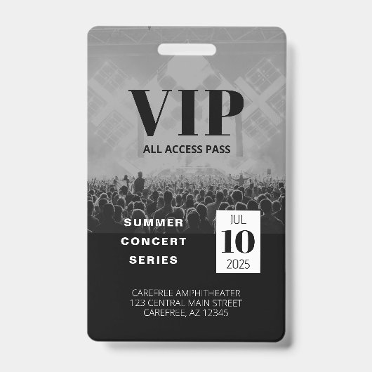 Badge de concert VIP personnalisé (Avant)