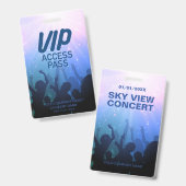 Badge de concert VIP tout accès bleu (Avant & arrière)