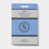 Badge de conférence bleu et gris avec logo (Arrière)