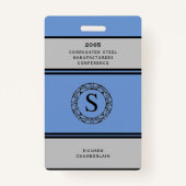 Badge de conférence bleu et gris avec logo (Dos)