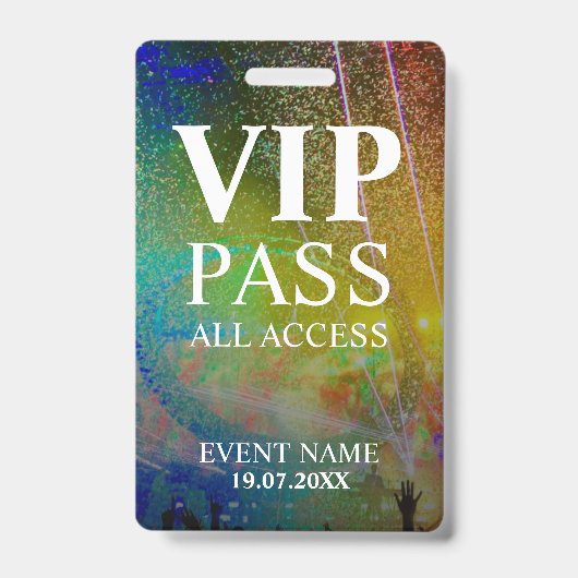 Badge de confettis pour événement avec code QR VIP (Avant)
