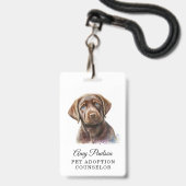 Badge de Conseiller en Adoption d'Animaux (Arrière avec lanière)