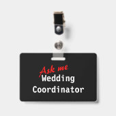 Badge de coordinateur de mariage personnalisable (Avant avec clip)