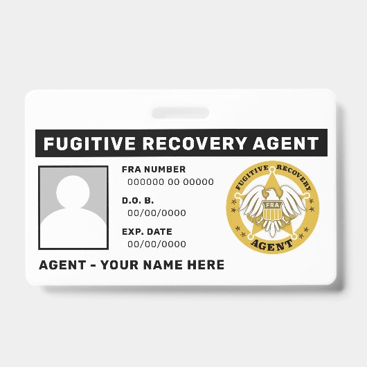 Badge de cordon d'agent de récupération de fugitif (Avant)