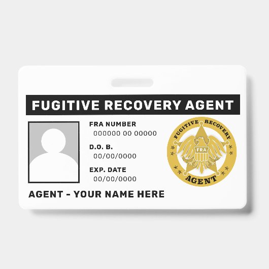 Badge de cordon d'agent de récupération de fugitif (Avant)