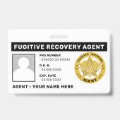 Badge de cordon d'agent de récupération de fugitif (Arrière)