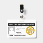 Badge de cordon d'agent de récupération de fugitif (Avant avec clip)