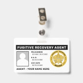 Badge de cordon d'agent de récupération de fugitif (Arrière avec clip)