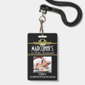 Badge de cordon de chef de restaurant (Avant avec lanière)