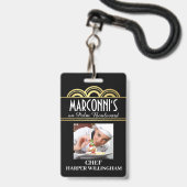 Badge de cordon de chef de restaurant (Avant avec lanière)