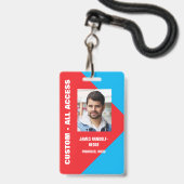 BADGE DE CRÉDENTIALS D'ACCÈS TOTAL AVEC PHOTO D'ID (Avant avec lanière)