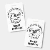 Badge de délégué à la conférence (Avant & arrière)