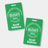 Badge de délégué à la conférence (Avant & arrière)