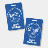 Badge de délégué d'assemblée, de convention ou de  (Front & Back)