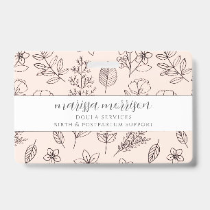 Badge de doula floral dessiné à la main sur fond r