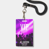 Badge de festival VIP accès complet QR Code (Avant avec lanière)