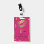 Badge de fête de bachelorette avec empreinte de lè (Avant avec clip)