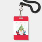 Badge de fête de Noël de gnome (Arrière avec lanière)
