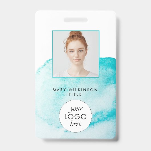 Badge de fond aquarelle bleu aqua (Avant)