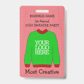 Badge de gagnant de pull moche vert Logo Entrepris (Avant)