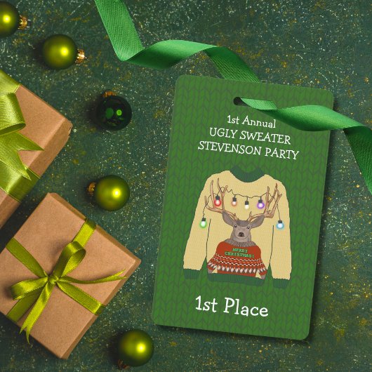 Badge de gagnant du concours de pull moche de Noël