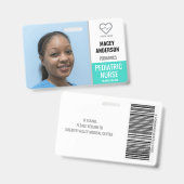 Badge de grande photo d'employé d'hôpital avec cod (Avant & arrière)