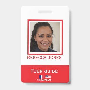 Badge de guide de tour personnalisé avec photo, no