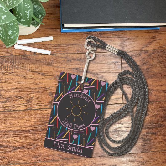 Badge de hall de professeur d'art au crayon de cou