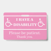 Badge de handicap rose (Arrière)