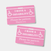 Badge de handicap rose (Avant & arrière)