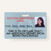 Badge de la carte d'exemption de vaccin (Devant)