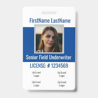 Badge de l'agent d'assurance Logos bleus avant et 
