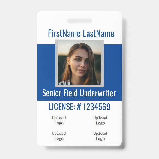 Badge de l'agent d'assurance Logos bleus avant et (Avant)