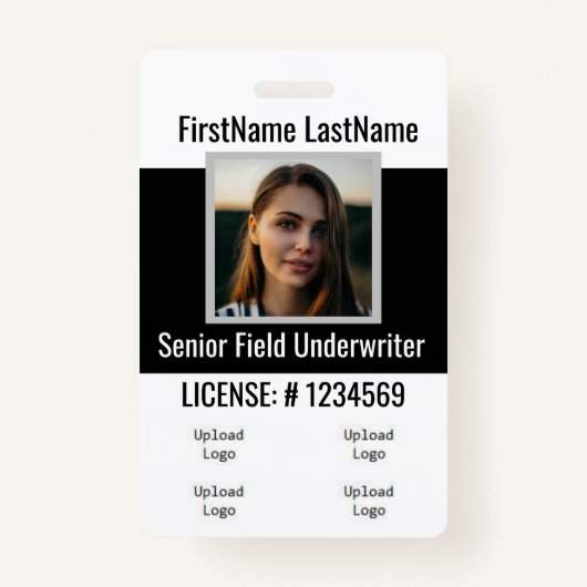 Badge de l'agent d'assurance Noir avant et arrière (Devant)
