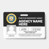 BADGE DE L'AGENT DE RÉCUPÉRATION FUGITIVE (Arrière)
