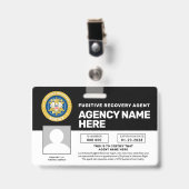 BADGE DE L'AGENT DE RÉCUPÉRATION FUGITIVE (Avant avec clip)