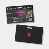 Badge de l'agent secret interactif - Noir/Rose (Avant & arrière)