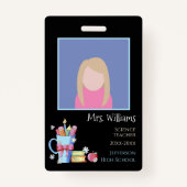 Badge de l'éducateur de l'ID photo vertical noir (Devant)