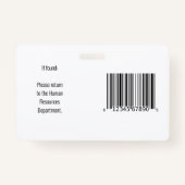 Badge de l'employé de l'ID de sécurité - horizonta (Dos)