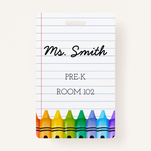 Badge de l'enseignant de garderie pré-K avec Crayo (Devant)