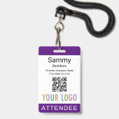 Badge de l'invité de l'événement de code QR Logo (Avant avec lanière)