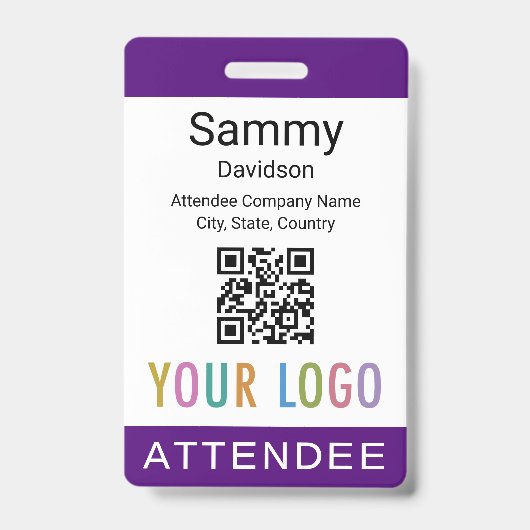 Badge de l'invité de l'événement de code QR Logo (Avant)