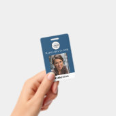 Badge de logo bleu avec code QR de photo d'identif (Manuel / portable)