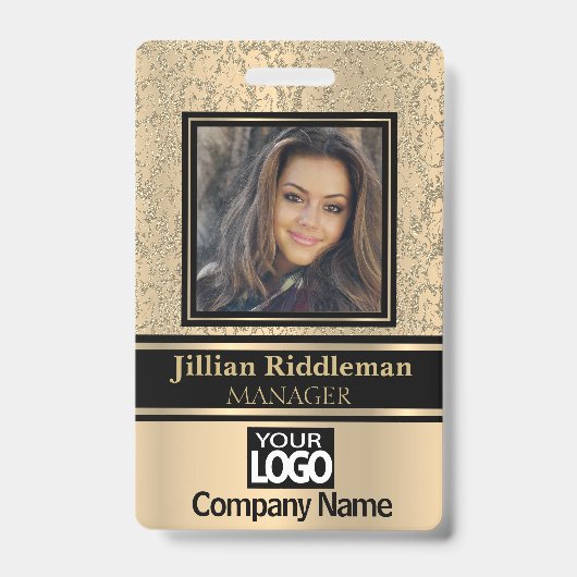 Badge de logo et photo en or et noir (Face)