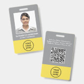 Badge de logo QR Code Gris Jaune ID employé (Avant & arrière)