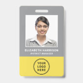 Badge de logo QR Code Gris Jaune ID employé (Avant)