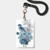 Badge de l'oiseau à l'orchidée bleue* (Avant avec lanière)